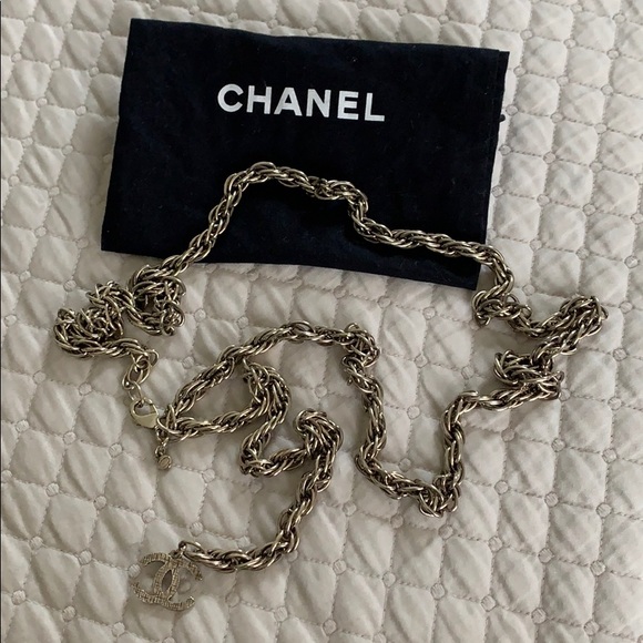 CHANEL Silver Waist Belt with CC logo - Picture 1 of 4
